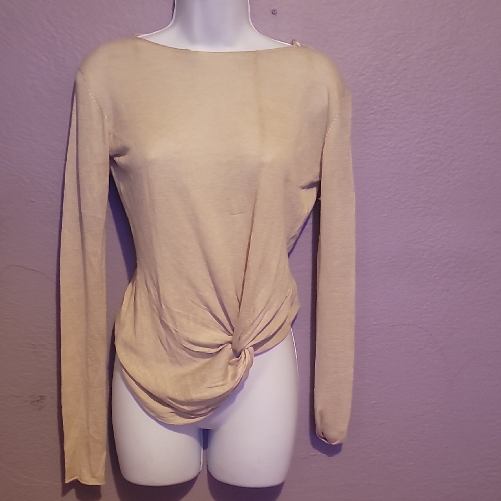 Zara Beige Knotted Blouse